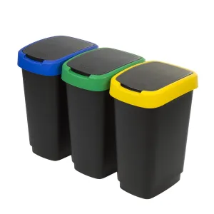 Rotho Twist Set of 3 Sorting Waste Bins - 3x 25L Rotho Twist