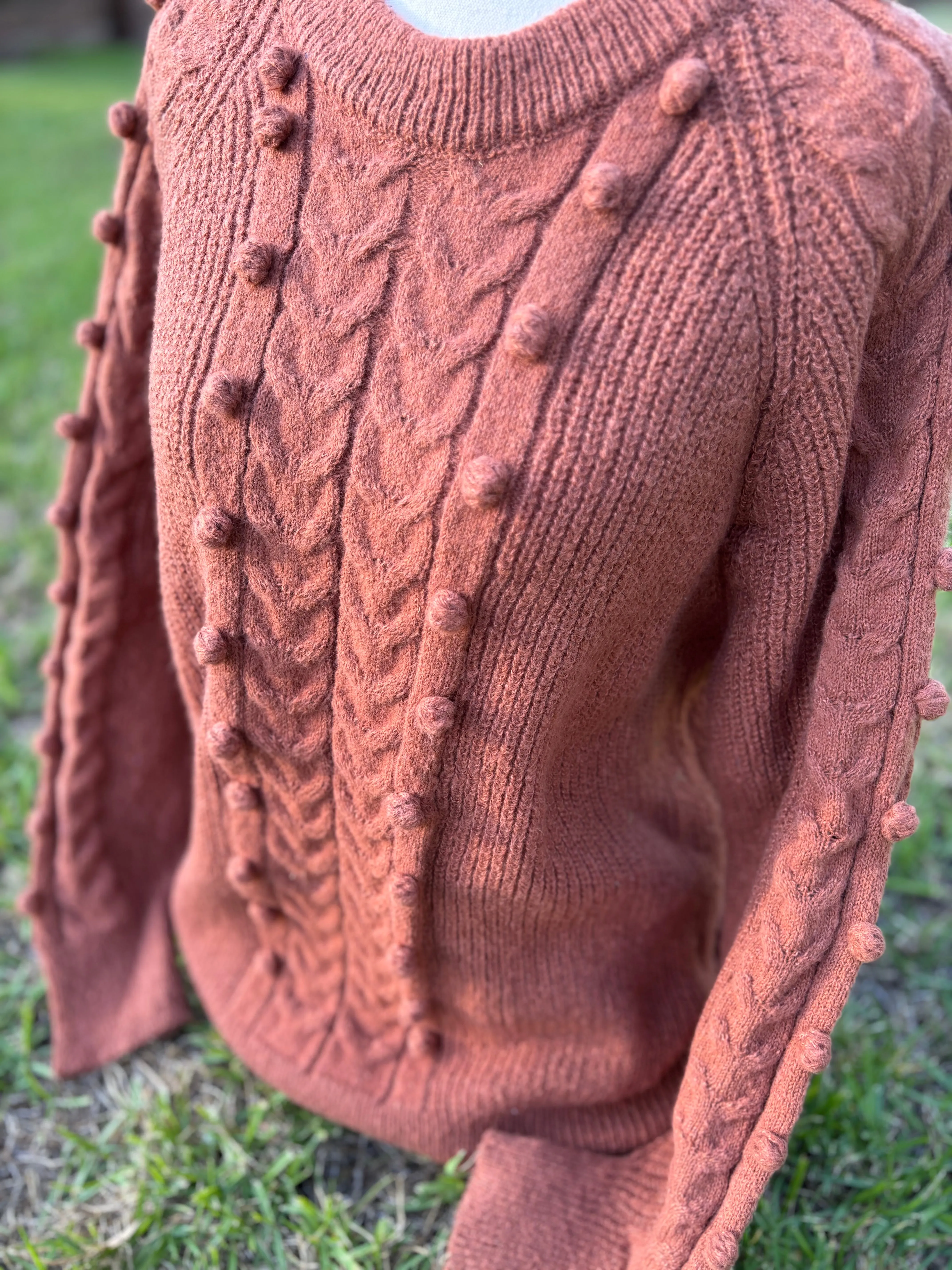 Rust Pom Pom Knit