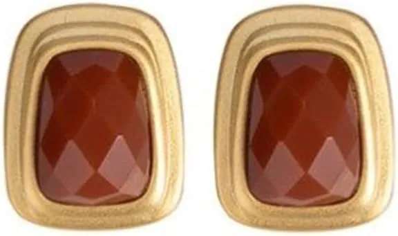 S925 Silver with Natural Red Jade Geometric Ear Studs Earrings for Women Yoga Genuine