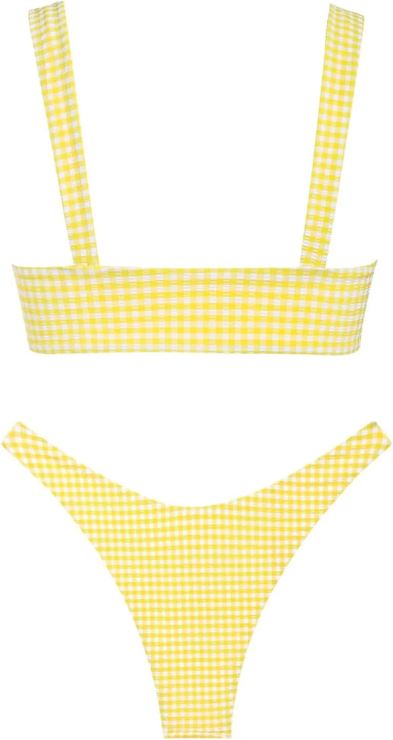Seamolly Fruit Cherry Print Cinched Tie Front Cheeky Bikini Set