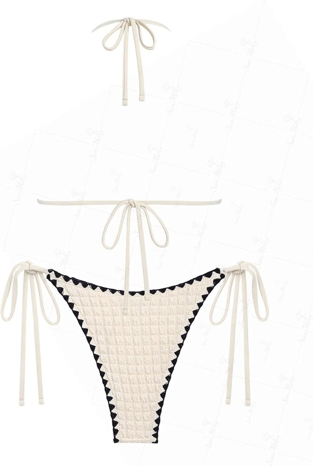 seamoly Tie Side Floral Smocked Shirred Triangle Bikini Set