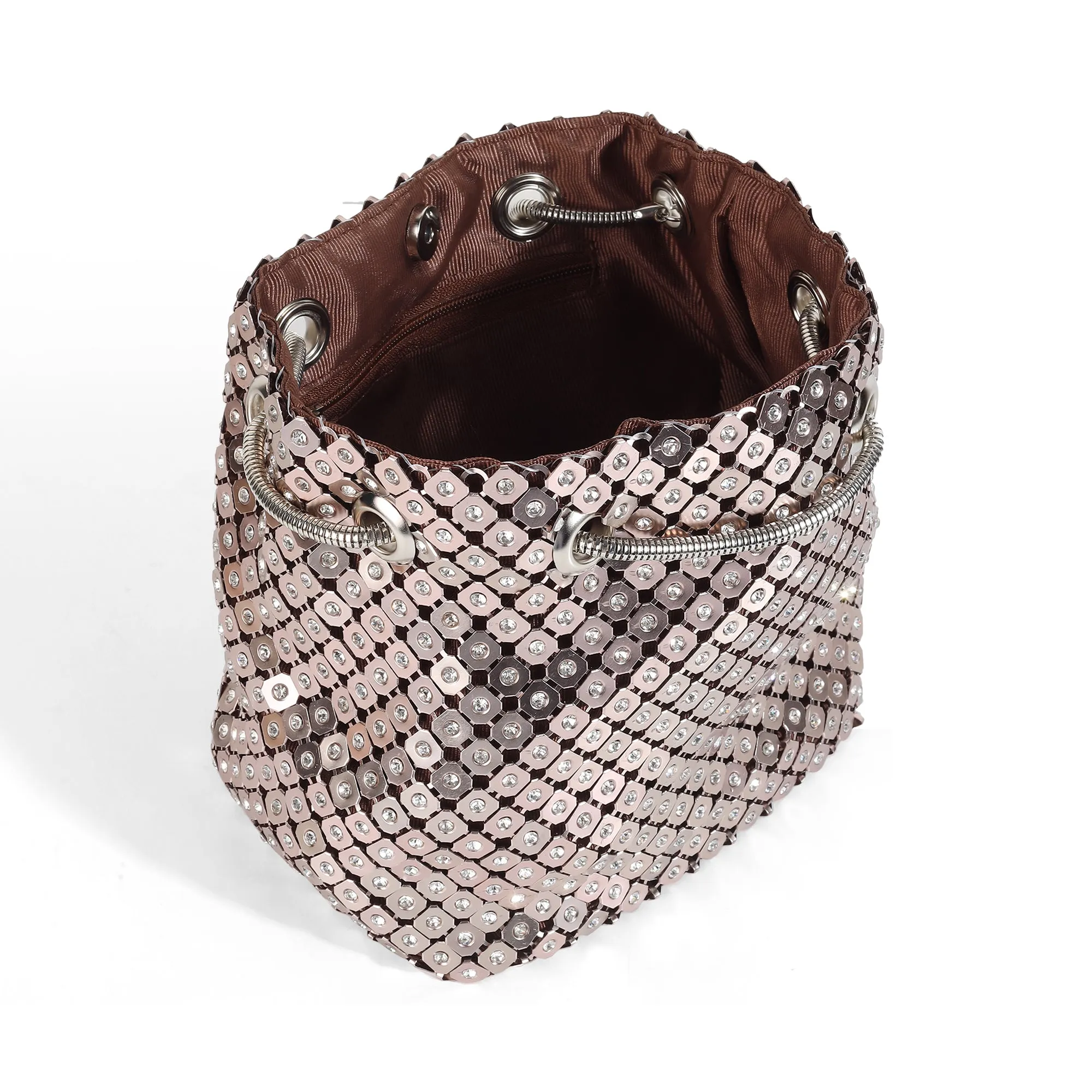 SELENA- SILVER BUCKET BAG