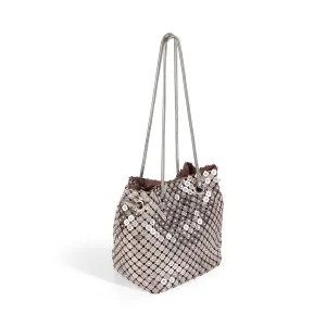 SELENA- SILVER BUCKET BAG