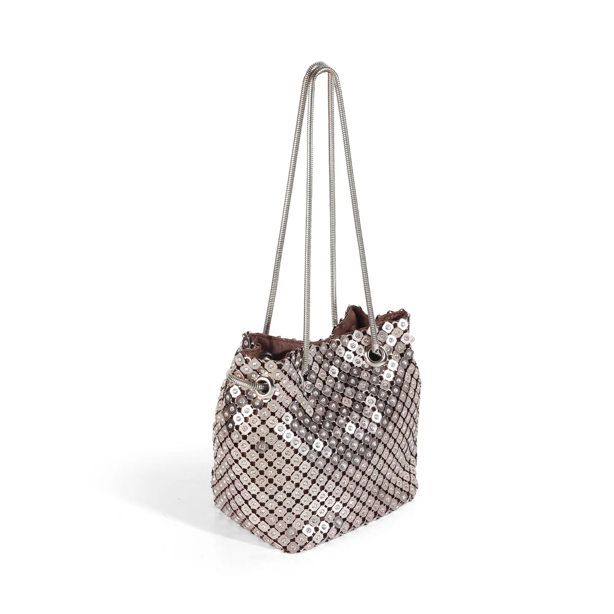 SELENA- SILVER BUCKET BAG
