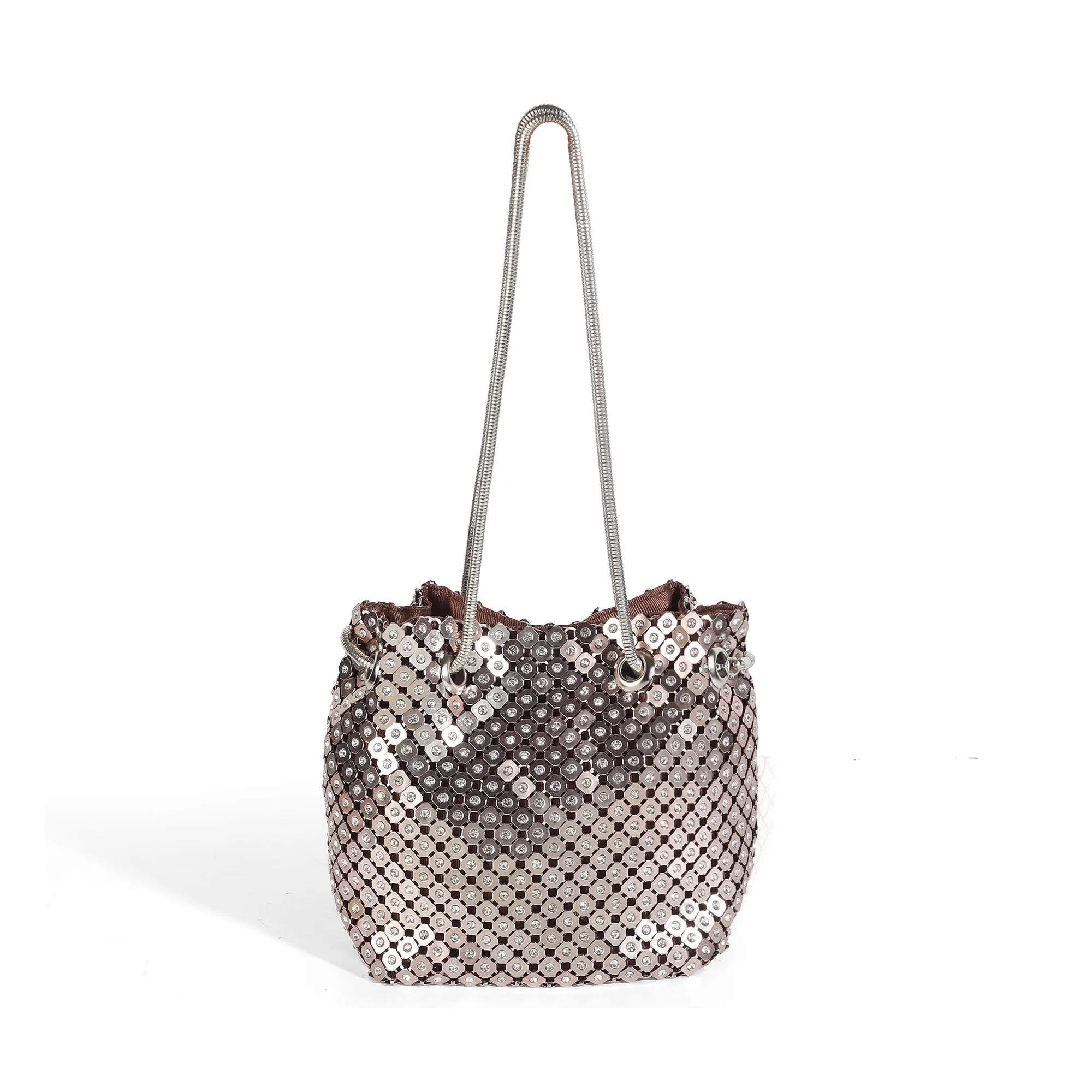 SELENA- SILVER BUCKET BAG