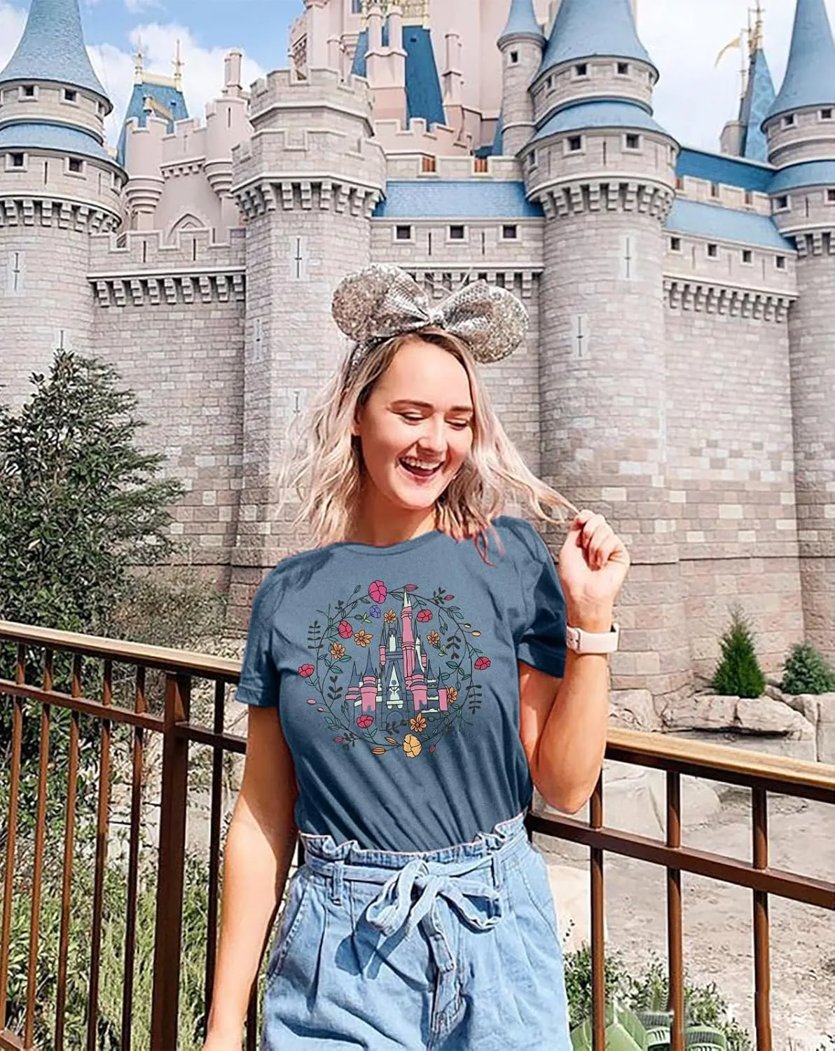 SFHFY Magical Shirt for Women Magic Kingdom T Shirt Family Vacation Tee Castle Fairy Tale Graphic Short Sleeve Tops