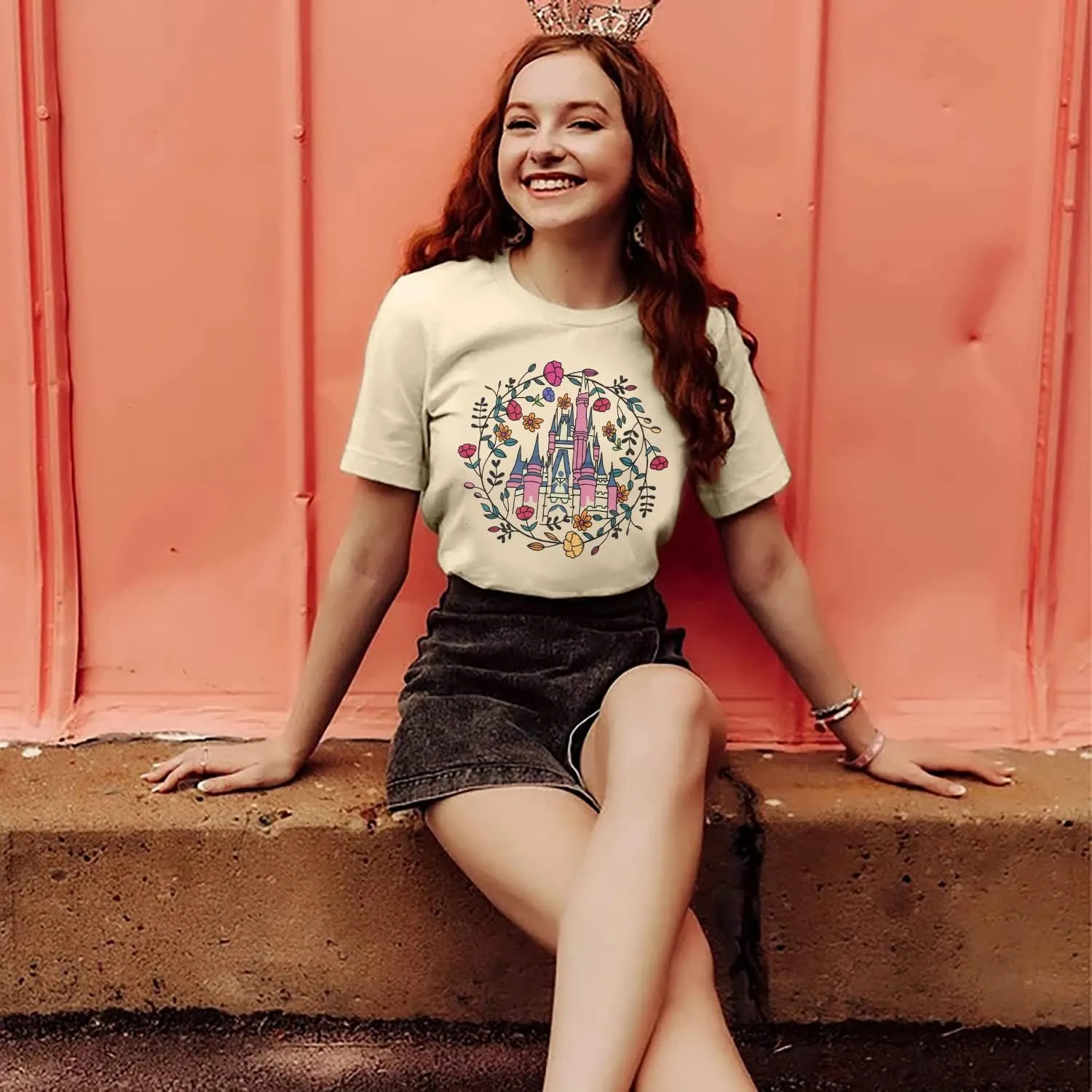 SFHFY Magical Shirt for Women Magic Kingdom T Shirt Family Vacation Tee Castle Fairy Tale Graphic Short Sleeve Tops