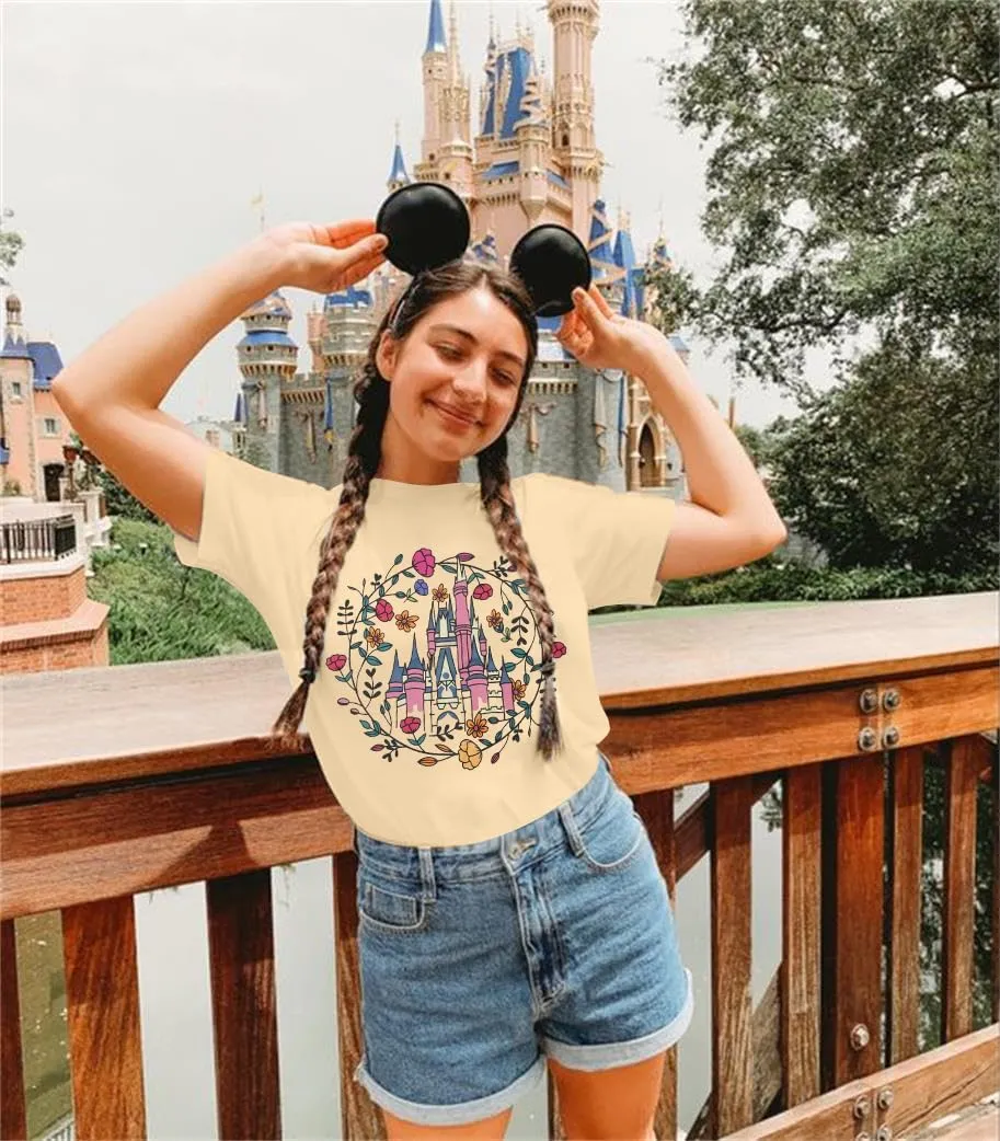 SFHFY Magical Shirt for Women Magic Kingdom T Shirt Family Vacation Tee Castle Fairy Tale Graphic Short Sleeve Tops