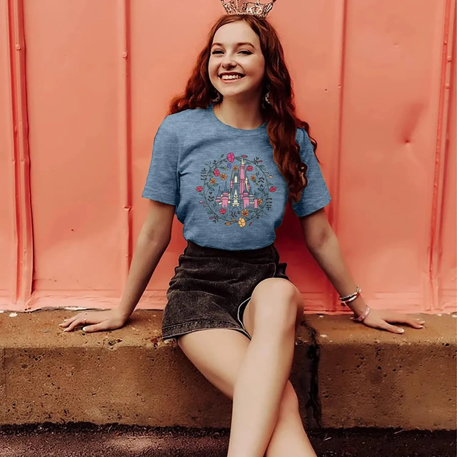 SFHFY Magical Shirt for Women Magic Kingdom T Shirt Family Vacation Tee Castle Fairy Tale Graphic Short Sleeve Tops