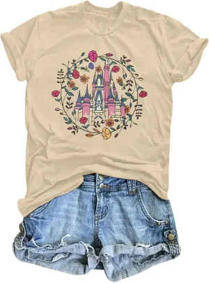 SFHFY Magical Shirt for Women Magic Kingdom T Shirt Family Vacation Tee Castle Fairy Tale Graphic Short Sleeve Tops