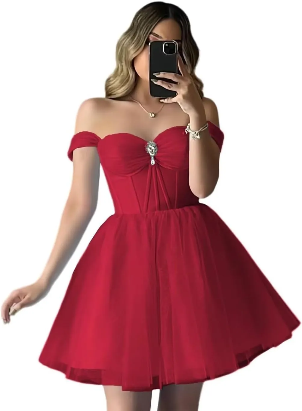 Short Cocktail Gown Sweetheart Prom Dresses Strapless A Line Sparkly Evening Party Dress with Diamond
