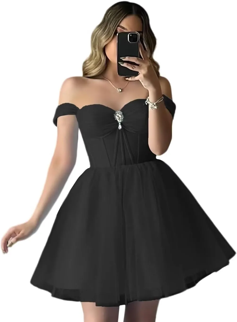 Short Cocktail Gown Sweetheart Prom Dresses Strapless A Line Sparkly Evening Party Dress with Diamond