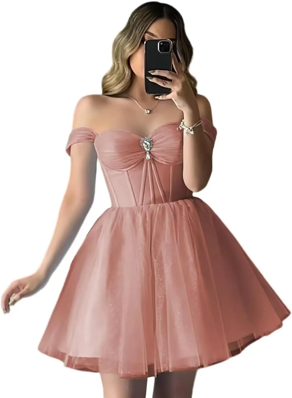 Short Cocktail Gown Sweetheart Prom Dresses Strapless A Line Sparkly Evening Party Dress with Diamond