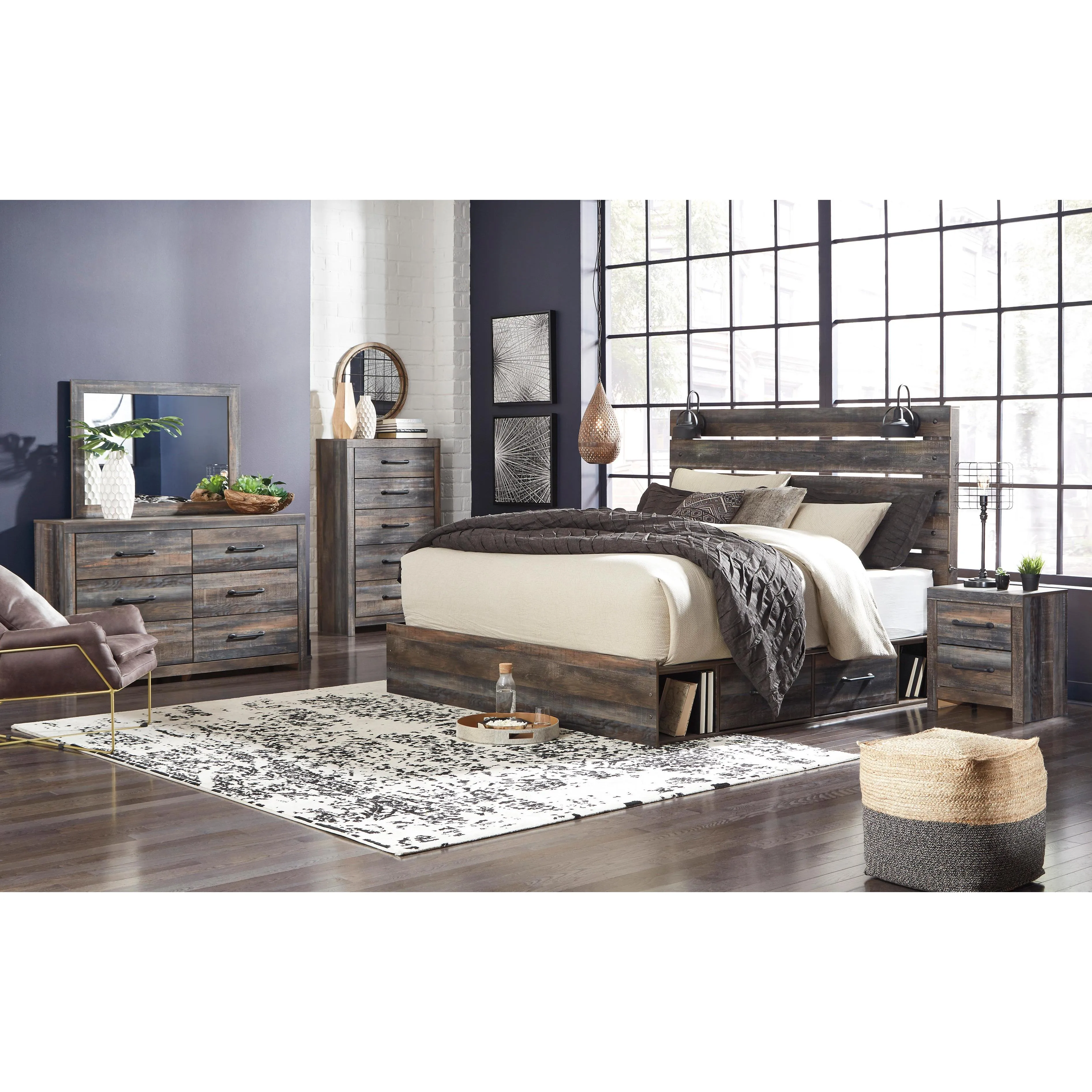 Signature Design by Ashley Drystan B211B48 6 pc King Panel Storage Bedroom Set