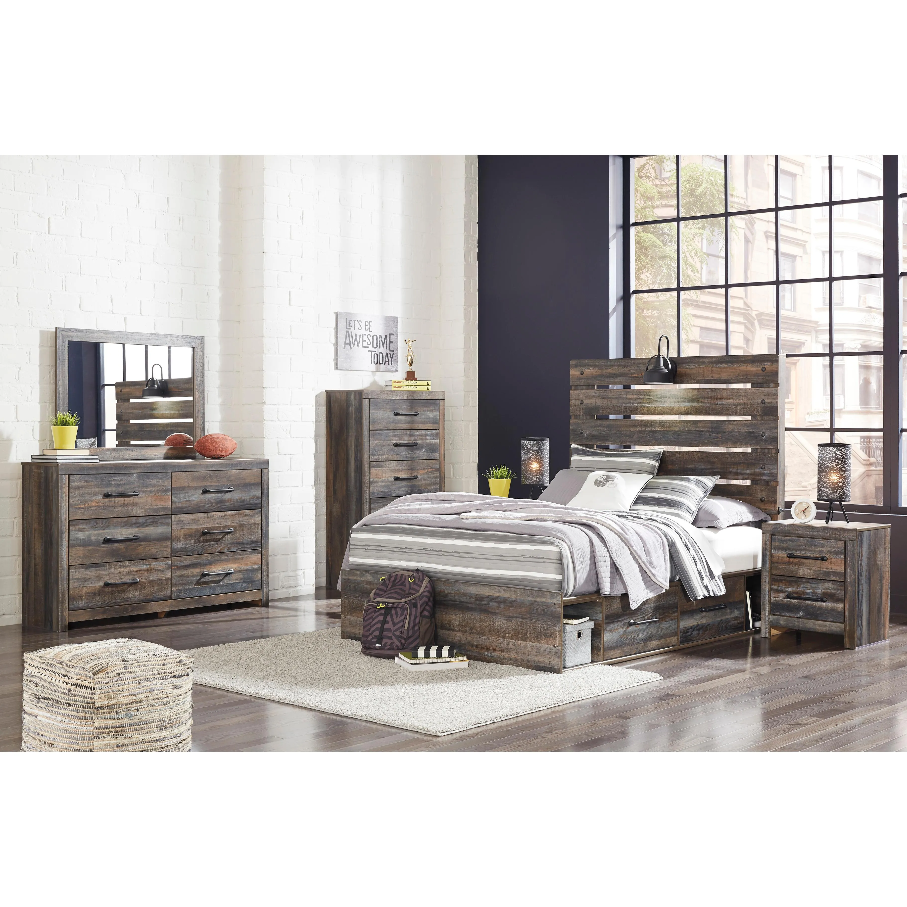 Signature Design by Ashley Drystan B211B9 Full Panel Bed with 2 Storage Drawers