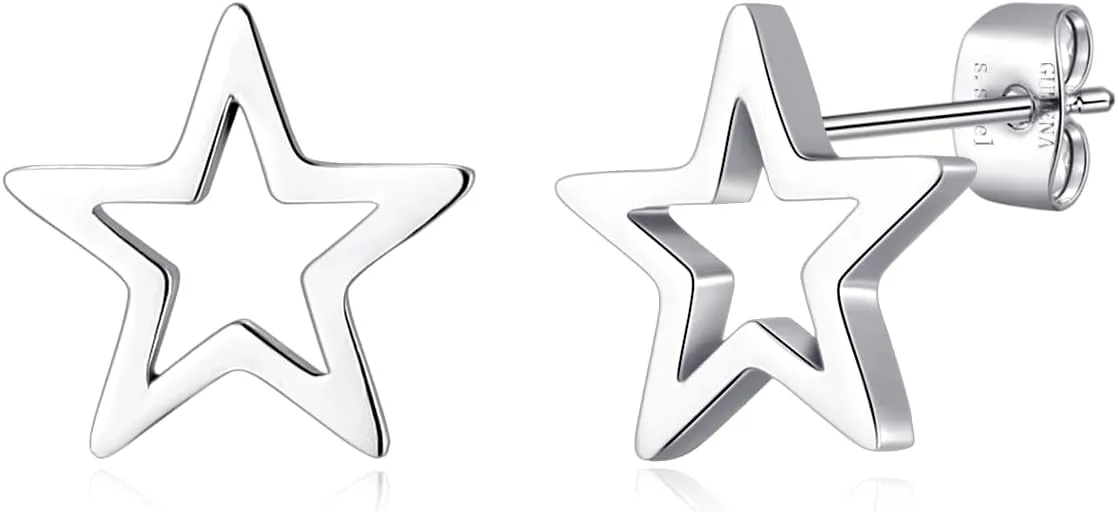 Silver Earrings for women Tiny Cute Heart/Star/Cross/Huggie/Geometric/Triangle/Elephant Stud earrings Hypoallergenic Surgical Steel Small for Women Mother's Day Gifts