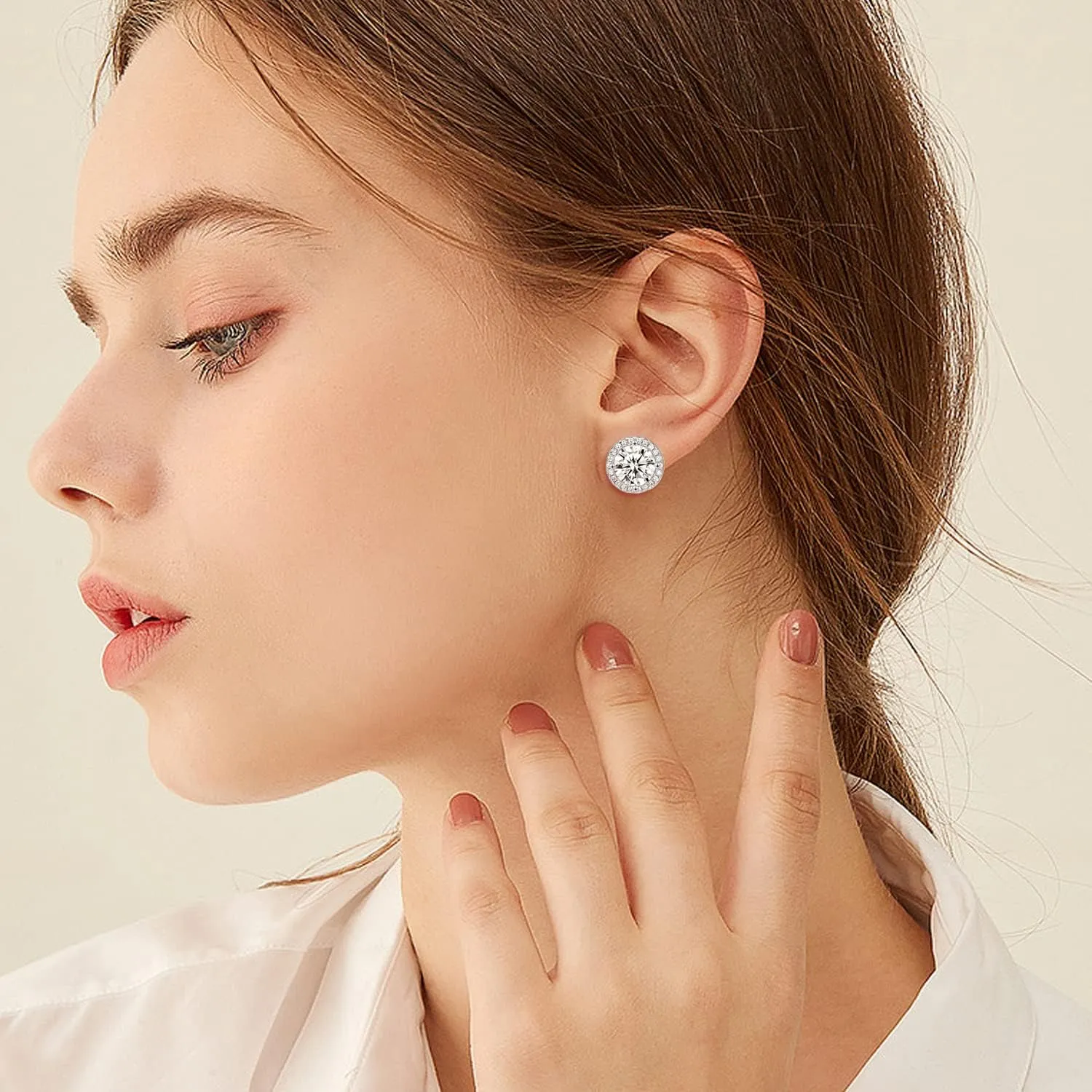 Simple Geometric Round Stud Earrings 925 Sterling Silver Post Circle Love Knot Studs for Women
