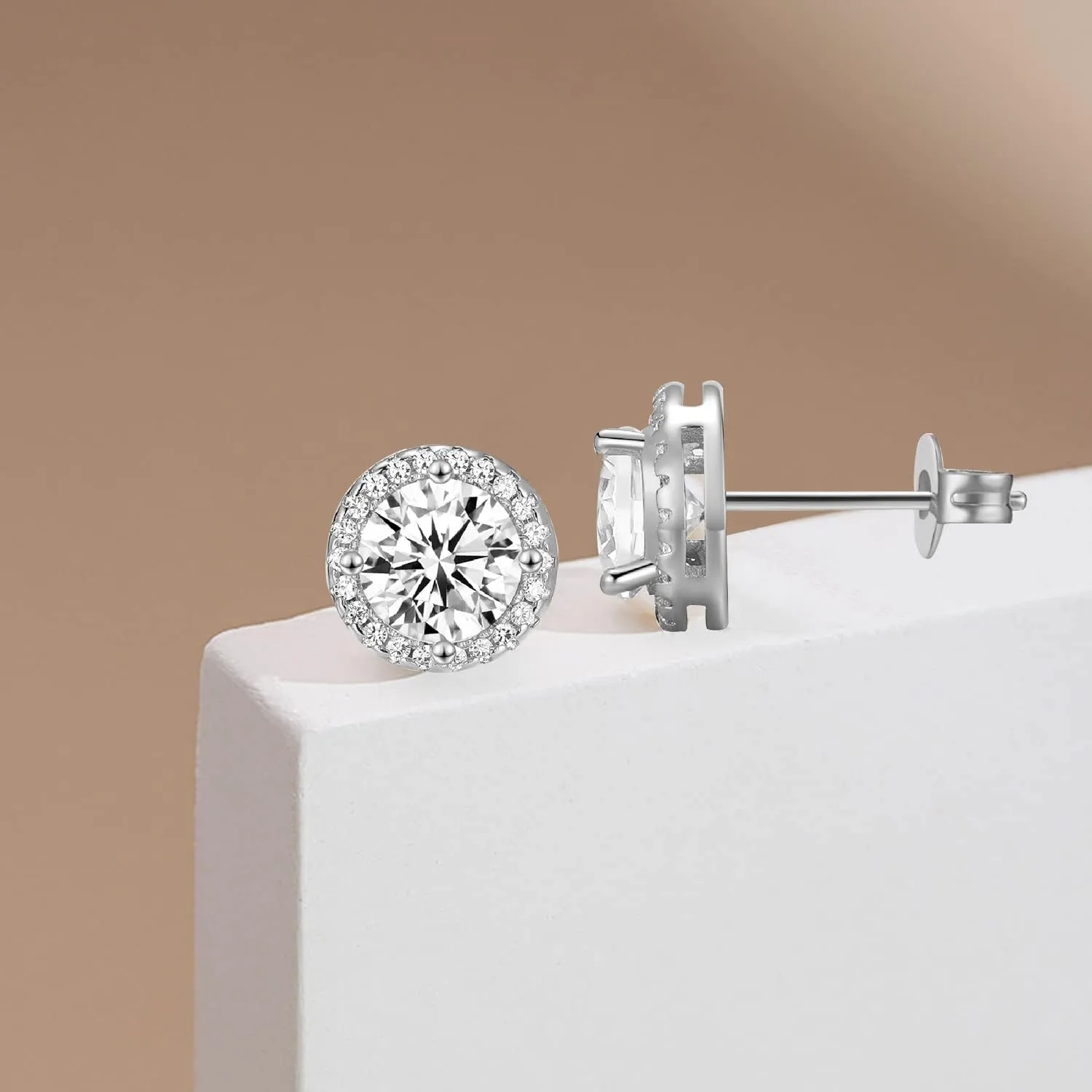 Simple Geometric Round Stud Earrings 925 Sterling Silver Post Circle Love Knot Studs for Women