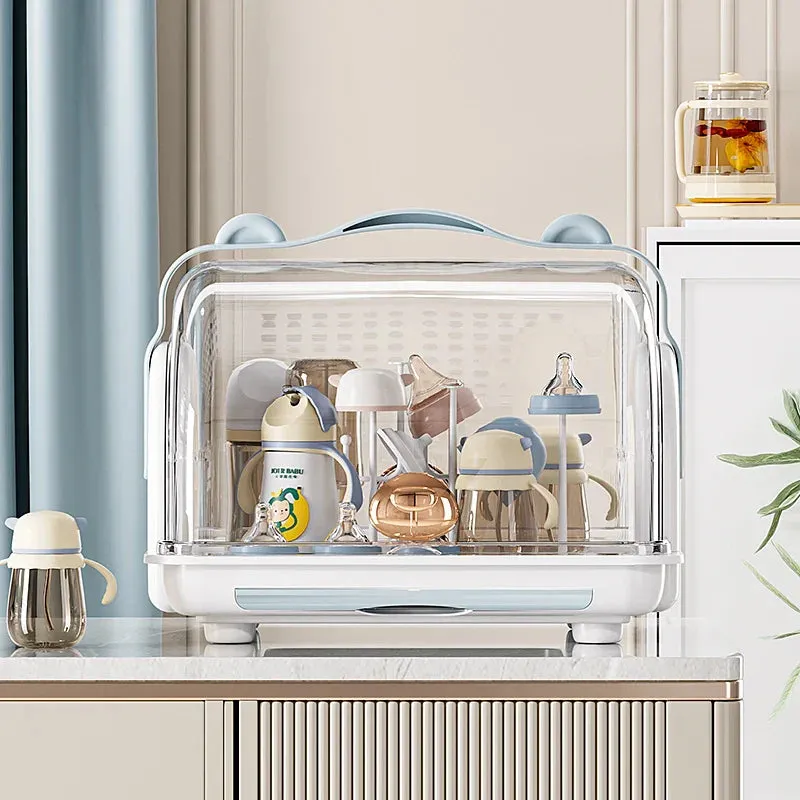 SINOTAO  -  Baby desktop storage box with lid, dust-proof bottle drain rack, baby tableware, food supplementary tools, organization and stor