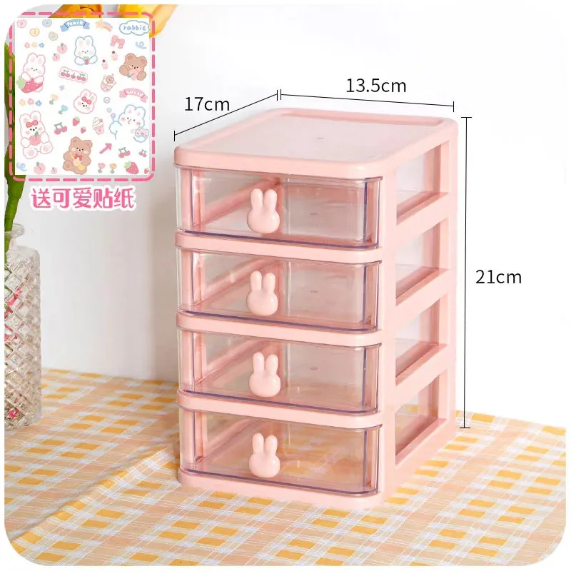 SINOTAO  -  Desktop Storage Box Drawer Ins Girl Heart Student Dormitory Stationery Cosmetics Sundries Jewelry Hand Account Storage Box