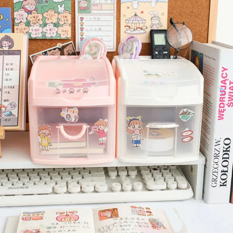 SINOTAO  -  Desktop Storage Box Drawer Ins Girl Heart Student Dormitory Stationery Cosmetics Sundries Jewelry Hand Account Storage Box