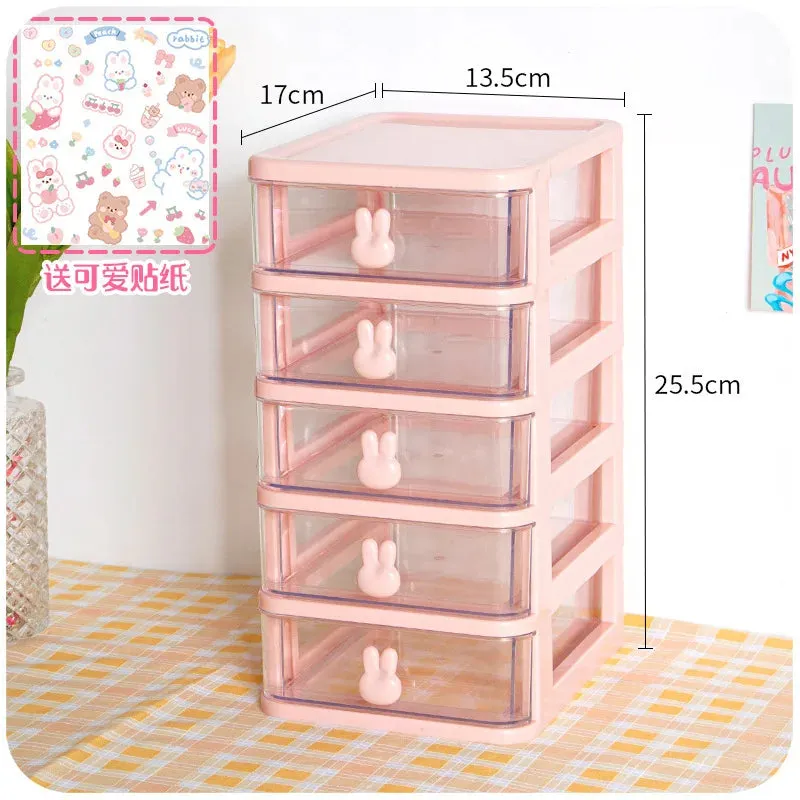 SINOTAO  -  Desktop Storage Box Drawer Ins Girl Heart Student Dormitory Stationery Cosmetics Sundries Jewelry Hand Account Storage Box