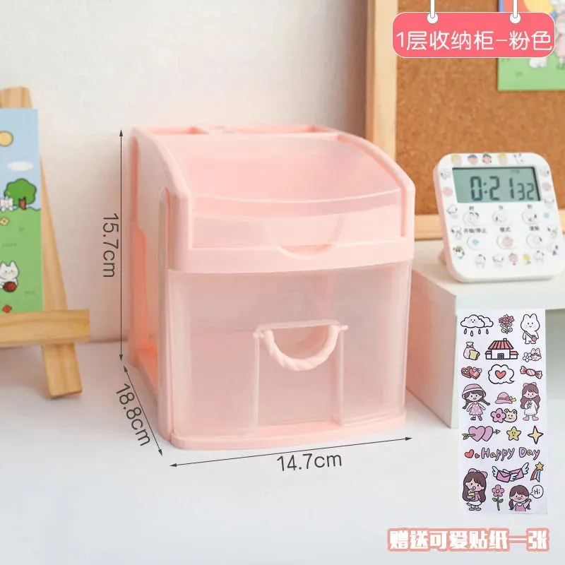 SINOTAO  -  Desktop Storage Box Drawer Ins Girl Heart Student Dormitory Stationery Cosmetics Sundries Jewelry Hand Account Storage Box