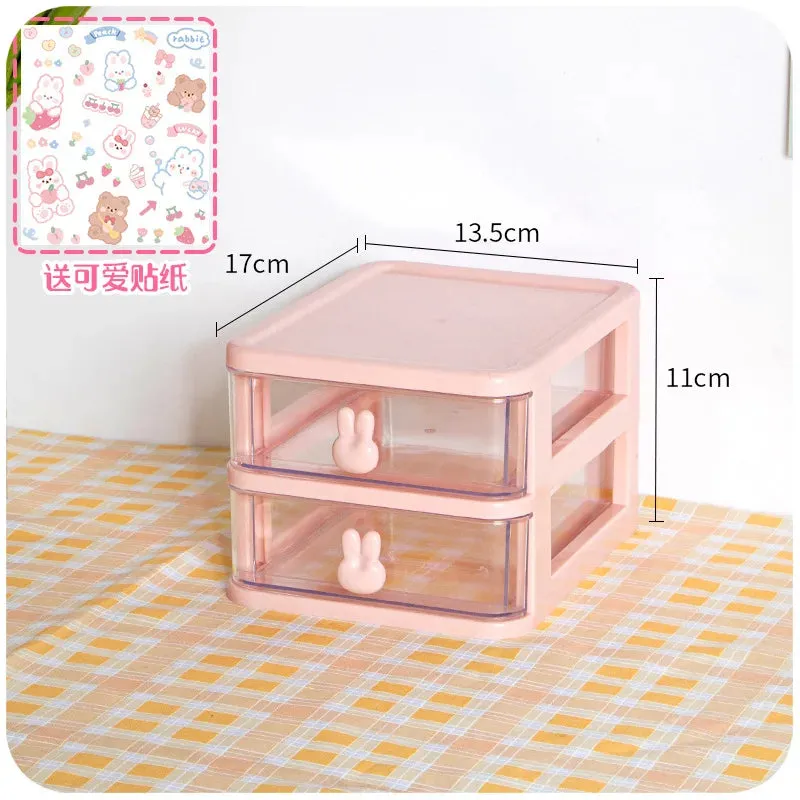 SINOTAO  -  Desktop Storage Box Drawer Ins Girl Heart Student Dormitory Stationery Cosmetics Sundries Jewelry Hand Account Storage Box
