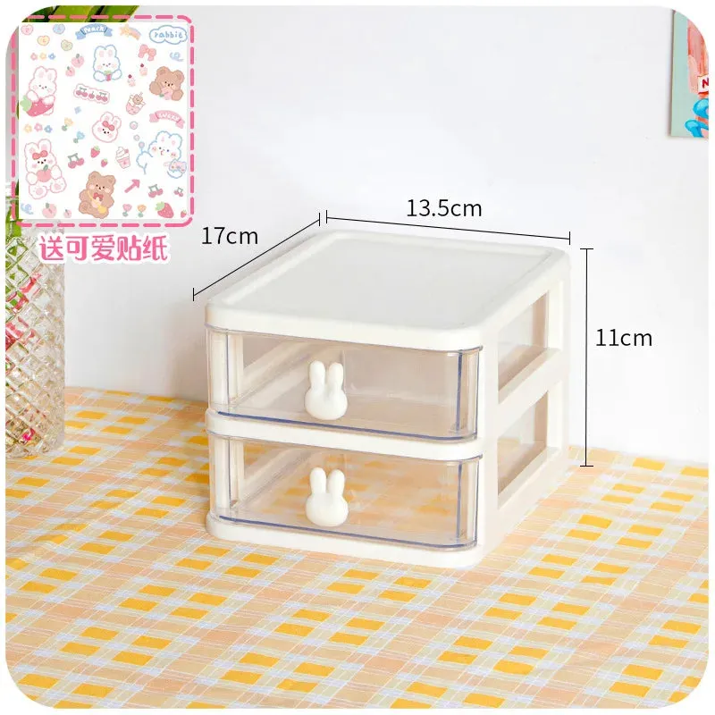 SINOTAO  -  Desktop Storage Box Drawer Ins Girl Heart Student Dormitory Stationery Cosmetics Sundries Jewelry Hand Account Storage Box