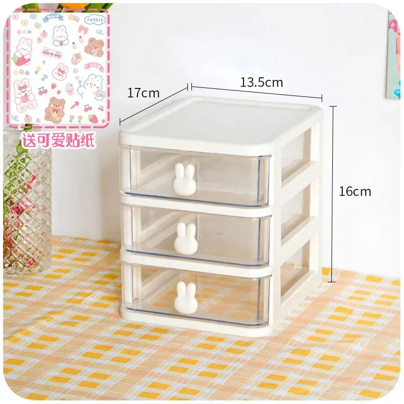 SINOTAO  -  Desktop Storage Box Drawer Ins Girl Heart Student Dormitory Stationery Cosmetics Sundries Jewelry Hand Account Storage Box