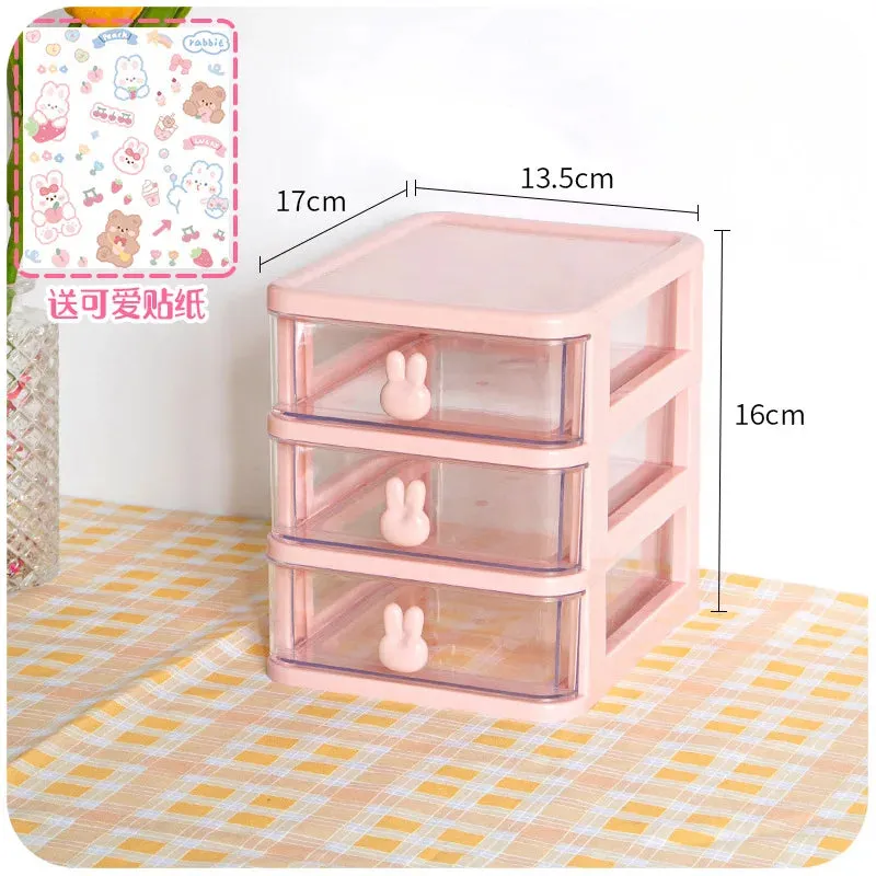 SINOTAO  -  Desktop Storage Box Drawer Ins Girl Heart Student Dormitory Stationery Cosmetics Sundries Jewelry Hand Account Storage Box