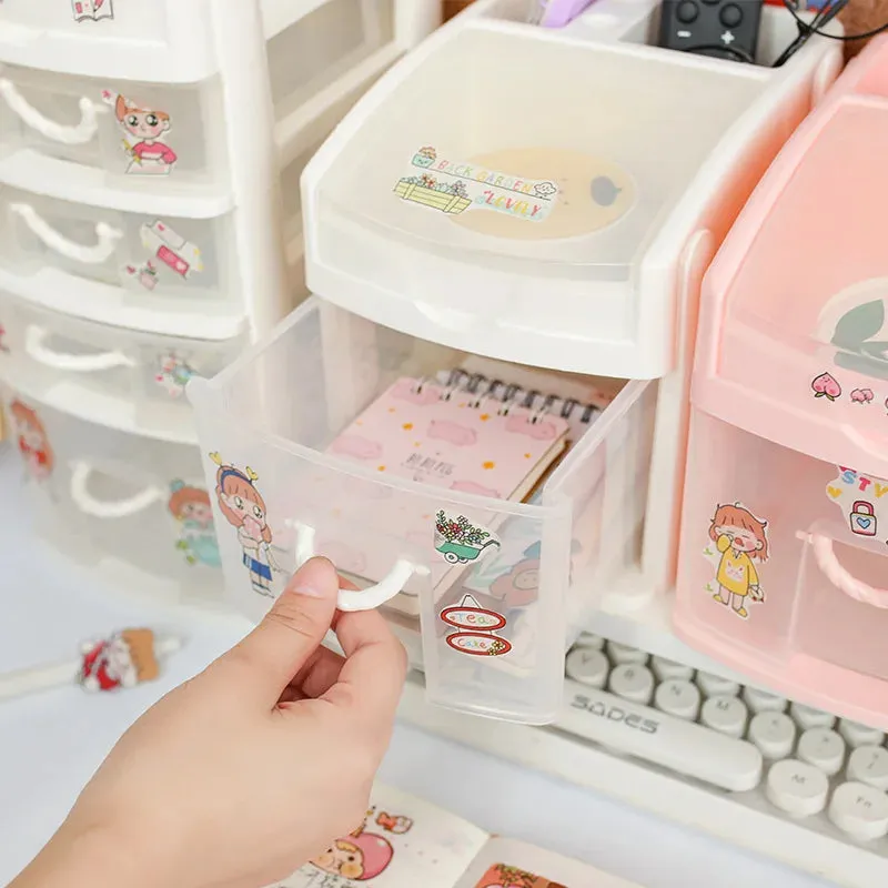 SINOTAO  -  Desktop Storage Box Drawer Ins Girl Heart Student Dormitory Stationery Cosmetics Sundries Jewelry Hand Account Storage Box