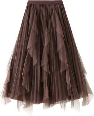 Skirt for Women Elastic Waist Tiered Maxi Skirt A-Line High Waist Long Skirt Bohemian Print Casual Beach Outfits