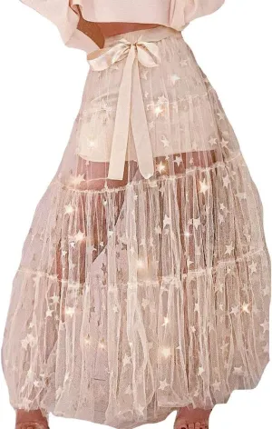 Skirts for Women Casual Sheer Style Midi Skirts High Waist Elegant Skirt Preppy Plaid Ankle Pleated Cheer Skirt