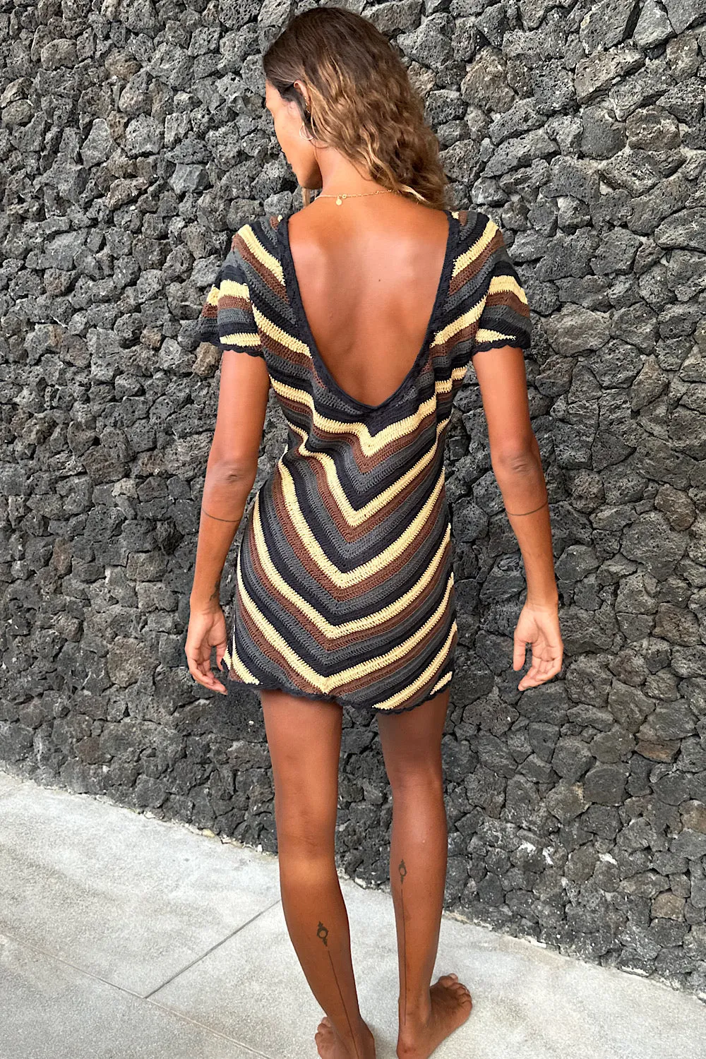 Slice Of Heaven Crochet Stripe Mini Dress