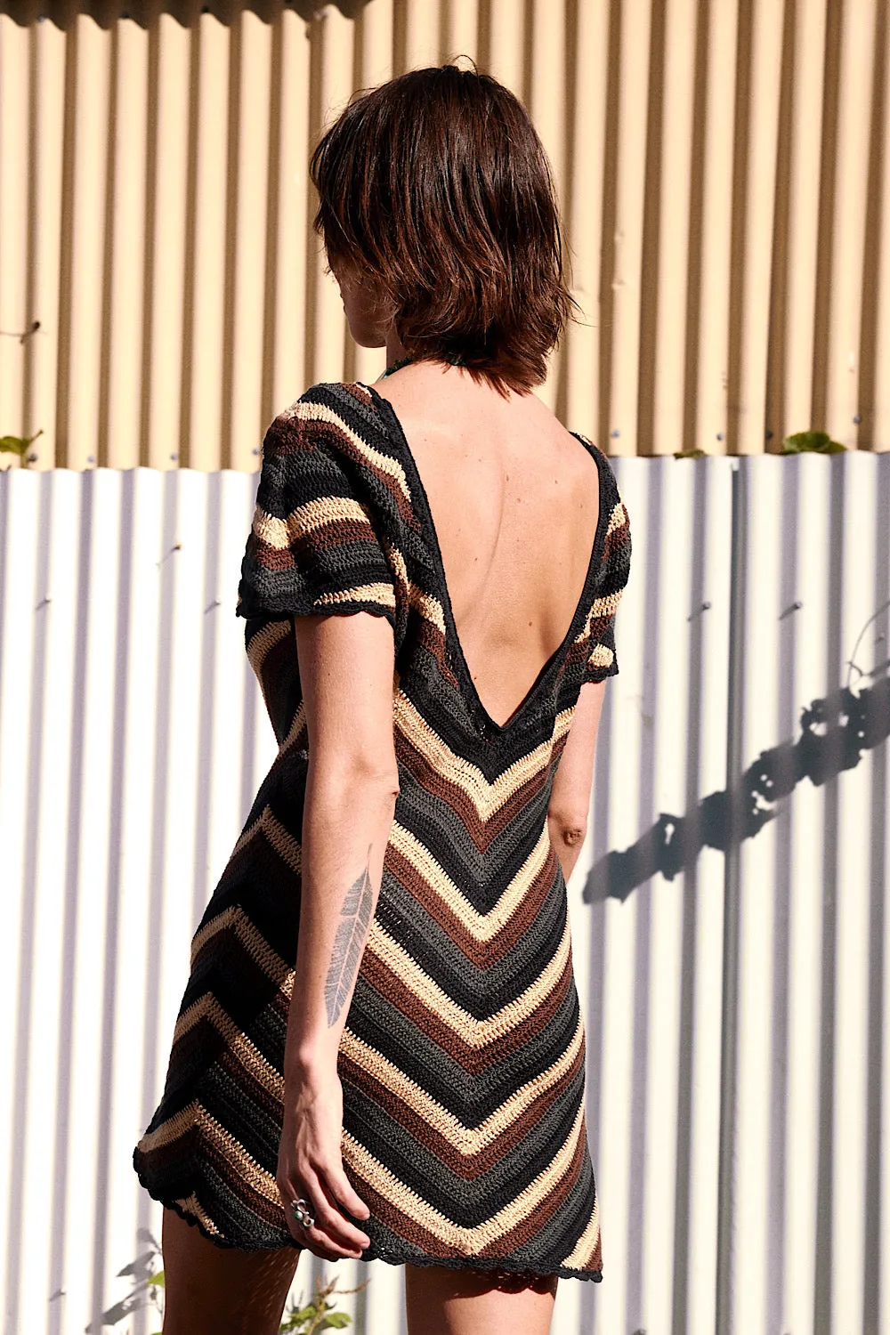 Slice Of Heaven Crochet Stripe Mini Dress