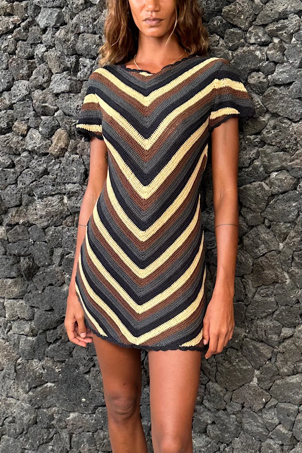 Slice Of Heaven Crochet Stripe Mini Dress