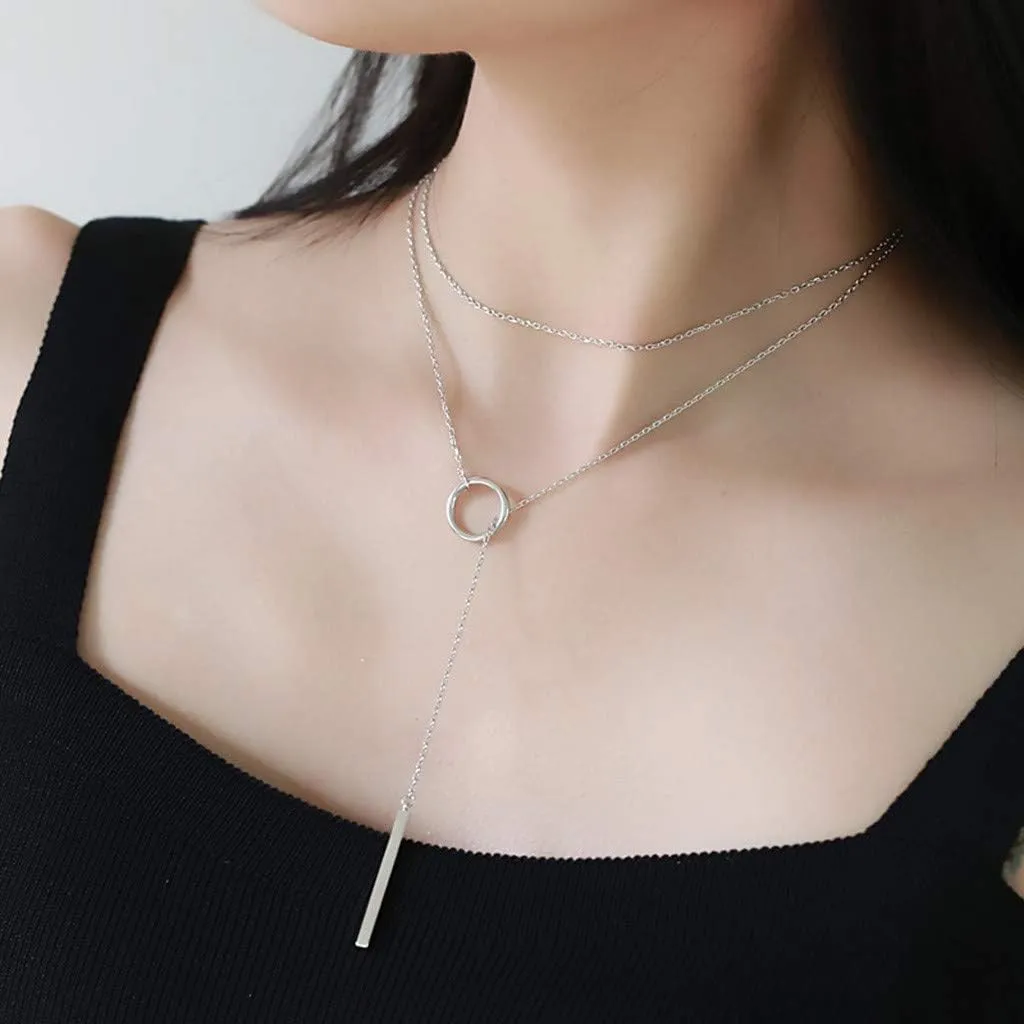 Small Necklaces for Women Jewelry for Women Necklace Multi Gift Choker Fashion Layer Trendy Copper Boho Necklaces & Pendants (Silver, One Size)