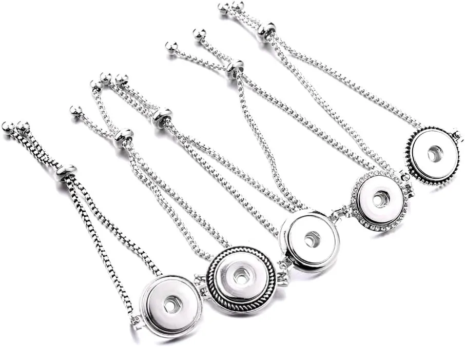 Snap Charms Retro Bangle Snap Charms fit 18MM Snap Buttons DIY Snap Jewelry Bracelets for Women pack of 4pcs, SZZH106-3