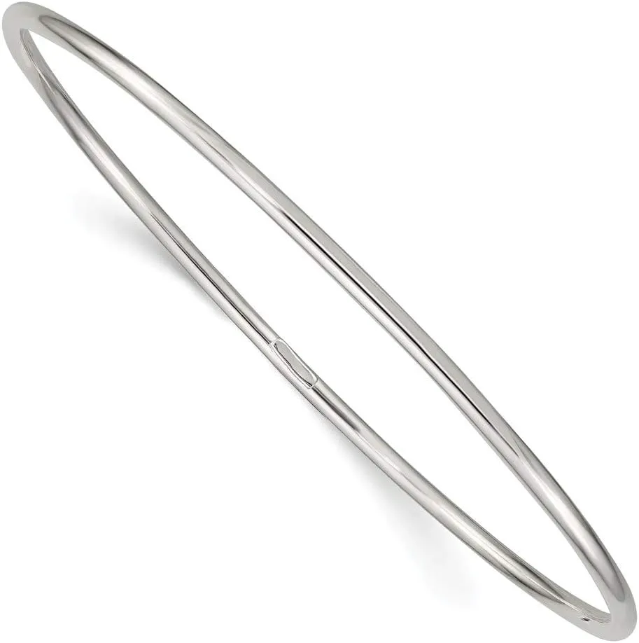 Solid 925 Sterling Silver 2mm Bangle Cuff Bracelet