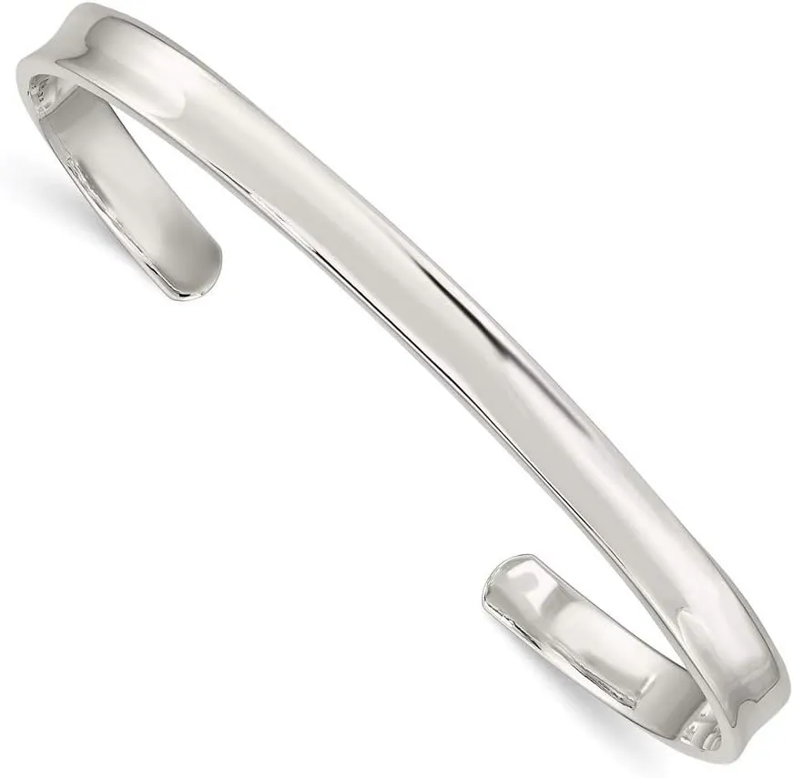 Solid 925 Sterling Silver 5mm Cuff Bangle Bracelet 3/16