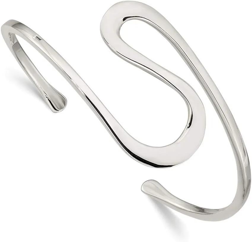 Solid 925 Sterling Silver Bangle Cuff Bracelet (Width = 3mm)