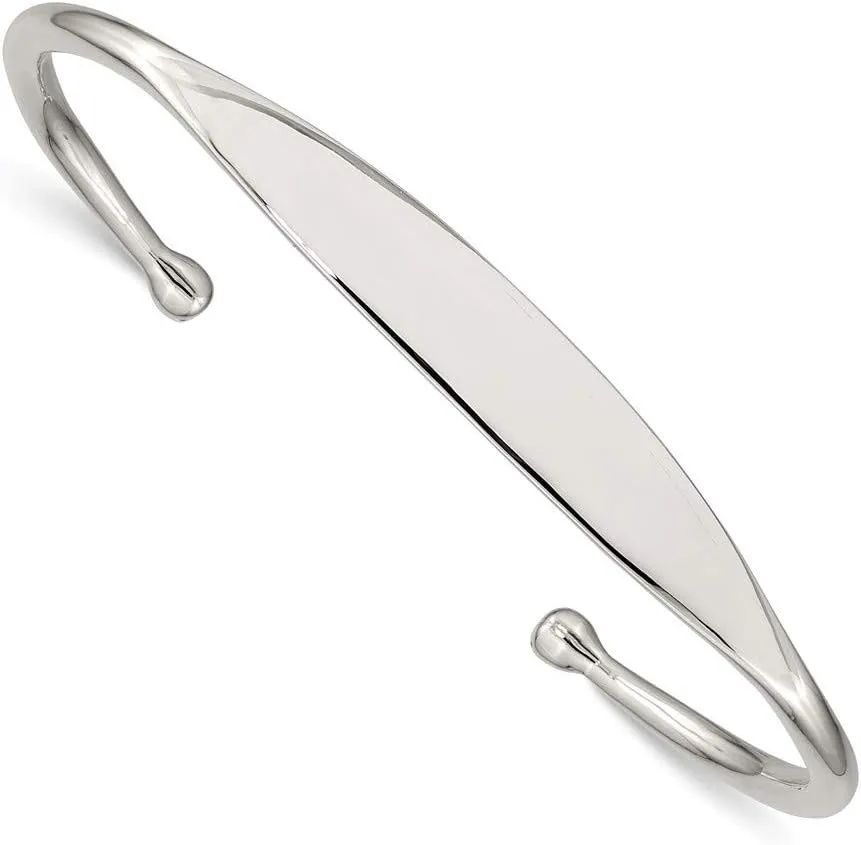 Solid 925 Sterling Silver Cuff Bangle Bracelet (Width = 6mm)