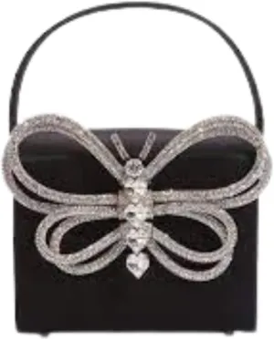 Sparkly Mini Rhinestone Butterfly Evening Square Clutch Purses for Women with Top Handle for Weddings, Prom, Parties