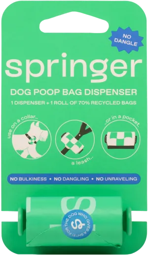 Springer Pets Poop Bag Dispenser With Bags Springer Green