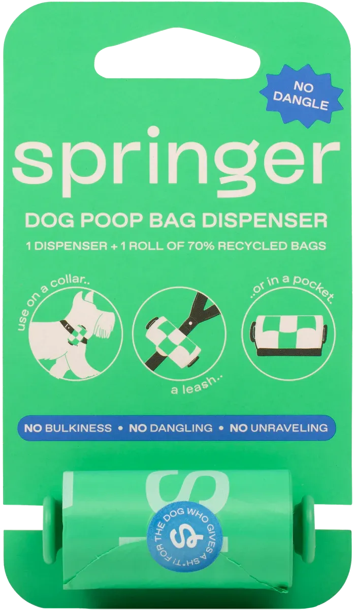 Springer Pets Poop Bag Dispenser With Bags Springer Green