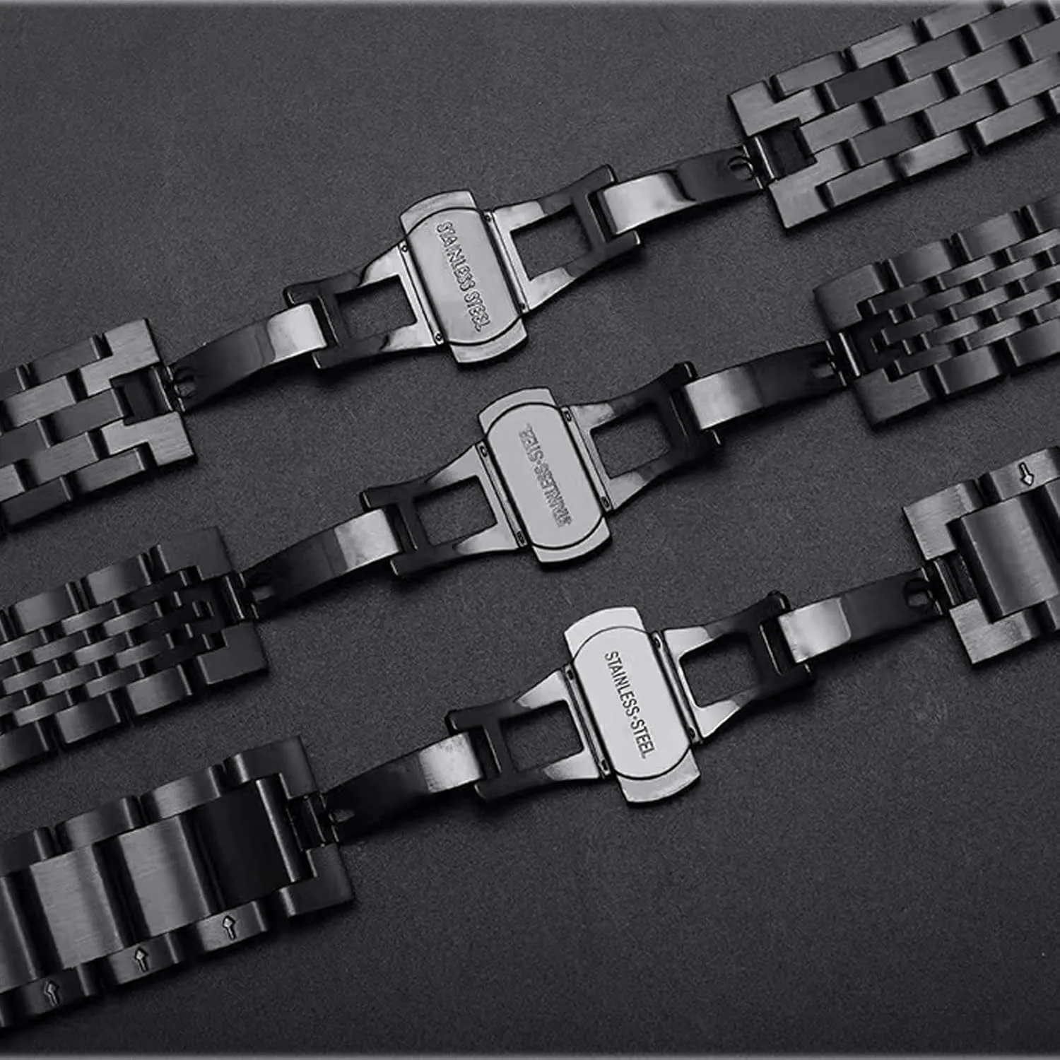 Stainless Steel Watch Band Straight & Curved End 14mm 16mm 18mm 19mm 20mm 21mm 22mm 23mm 24mm Premium Polished Metal Watch Band Bracelet Universal Smartwatch Replacement Strap Men Women