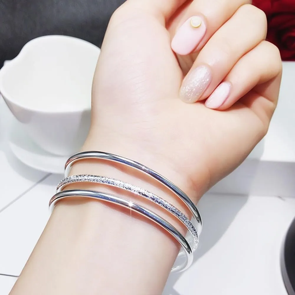 Sterling Silver Bangle Bracelets for Women, Mother's Day Gift 925 silver Cuff Bracelet Adjustable Jewelry Fashion Simple Open Bangles Cuff Jewelry for Women Mom Wife Valentine Gift