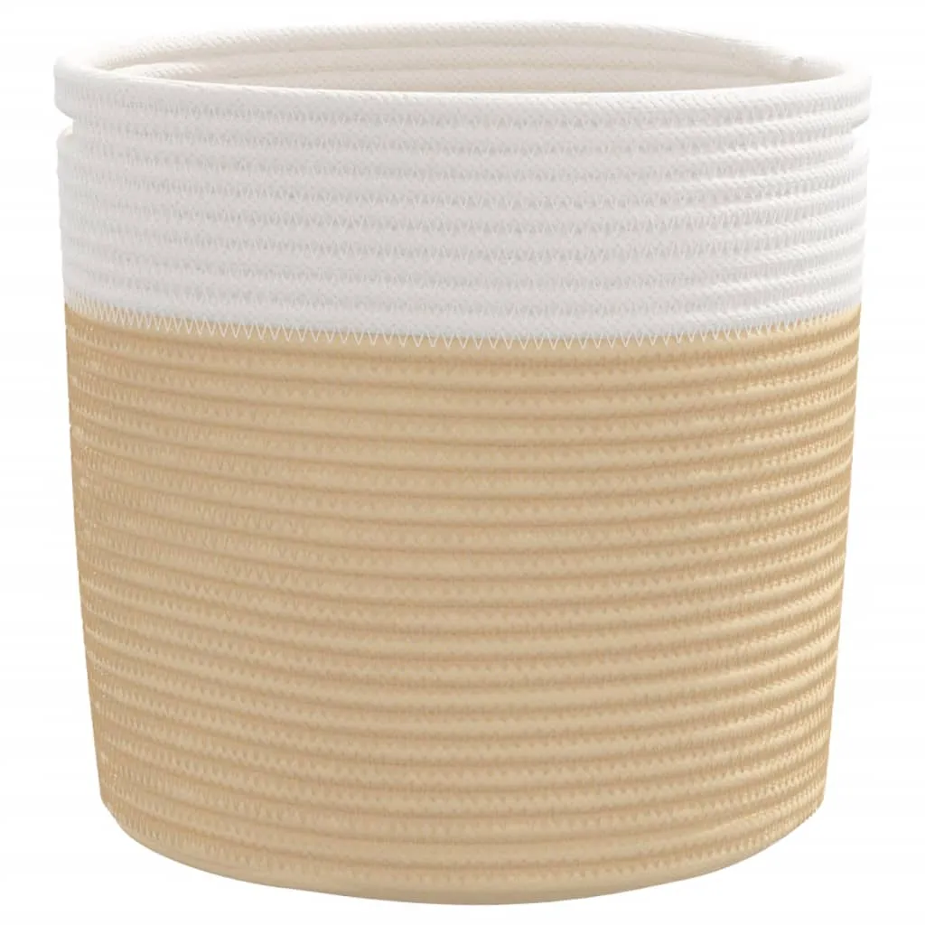 Storage Baskets 2 pcs Beige and White Ø28x28 cm Cotton