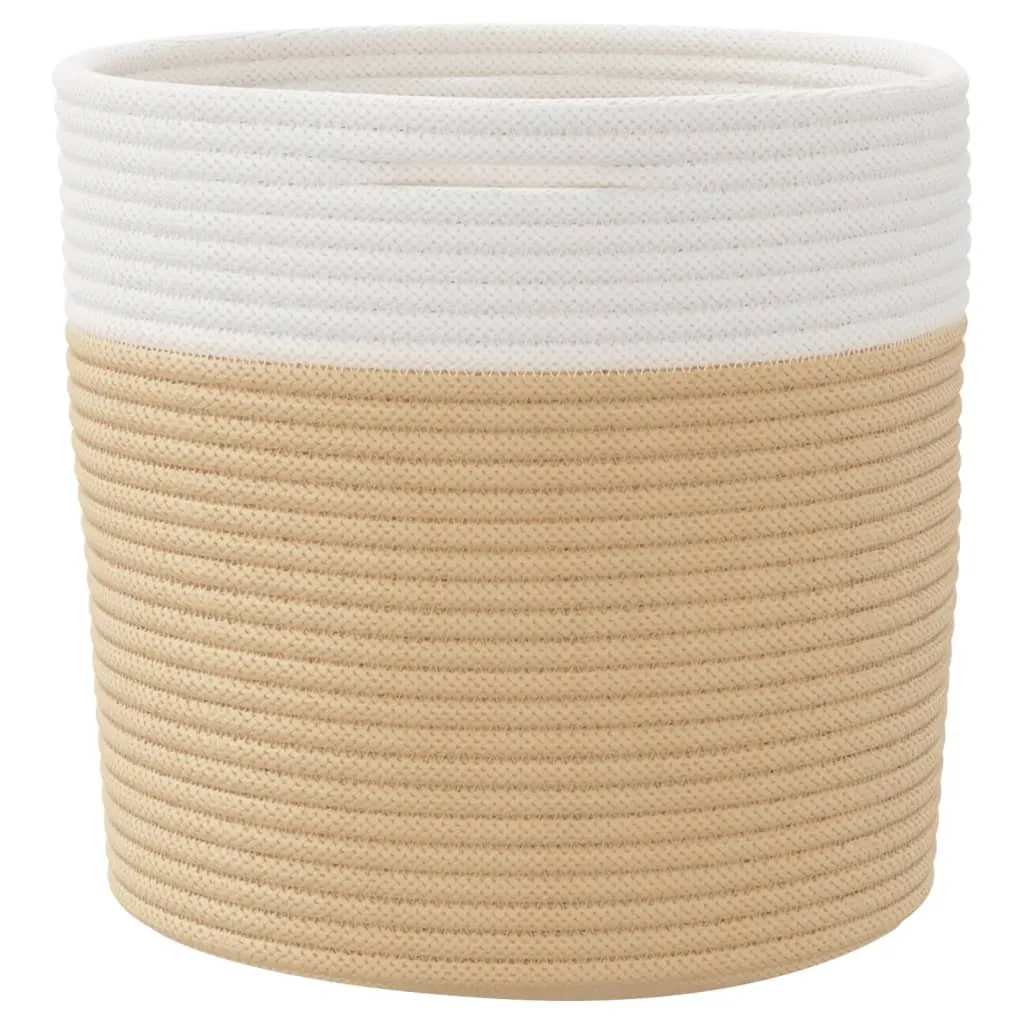 Storage Baskets 2 pcs Beige and White Ø28x28 cm Cotton